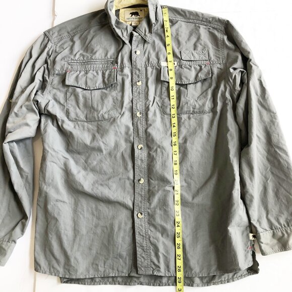 DAKOTA GRIZZLY Long Sleeve Fishing Shirt Gray Button Up Mens Large Outdoor - Picture 7 of 7